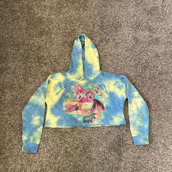 Owl/Cow cropped tie-the hoodie - Picture 3 of 9